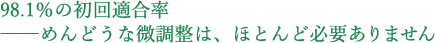 98.1％の初回適合率 ── めんどうな微調整は、ほとんど必要ありません